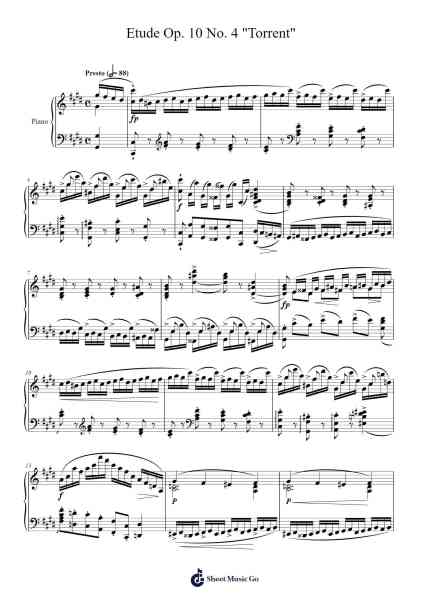 Etude Op. 10 No. 4 in C-sharp Minor, "Torrent" Sheet Music by Frédéric Chopin-Arr.Beroll