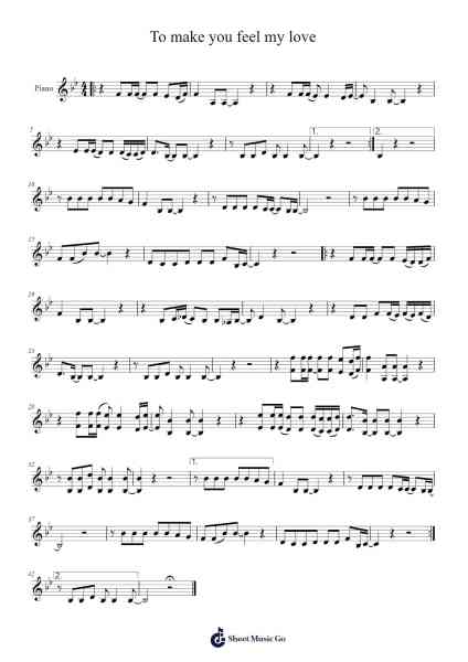 To make you feel my love Sheet Music by Bob Dylan-Arr.Famund Coothy