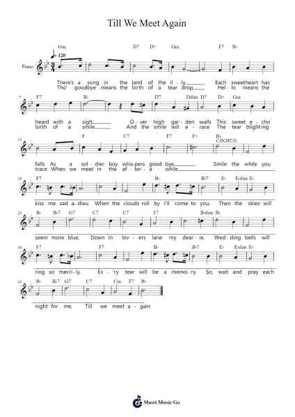 Till We Meet Again Sheet Music by Richard A Whiting-Arr.Gunsea Holmesbob