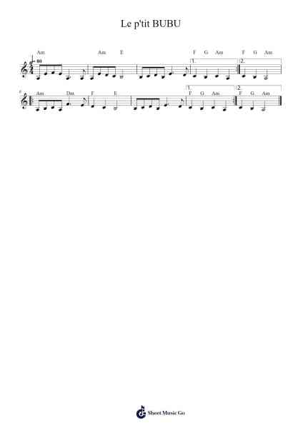 Le p'tit BUBU Sheet Music by Philippe Plard-Arr.Gedodd