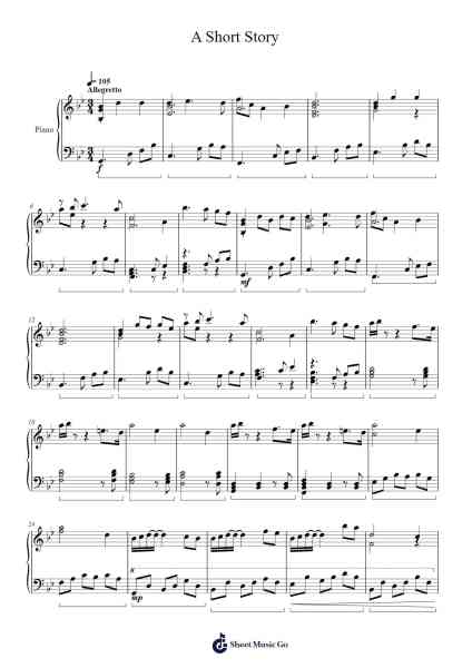 A Short Story Sheet Music by Bloorsy Benyet-Arr.Leiflance Bessvian