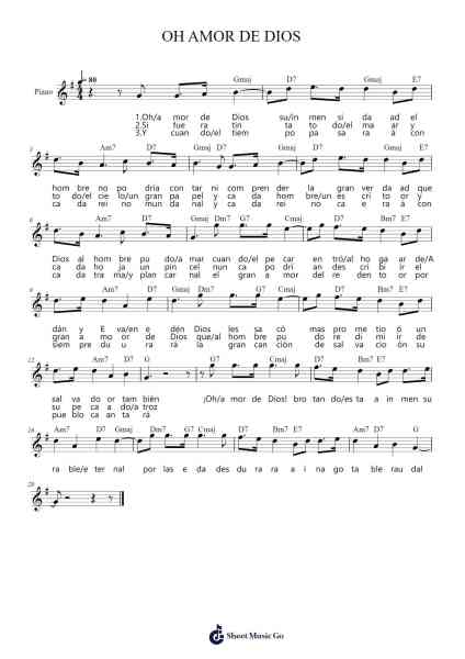 OH AMOR DE DIOS Sheet Music by -Arr.Urkuk Joneswat