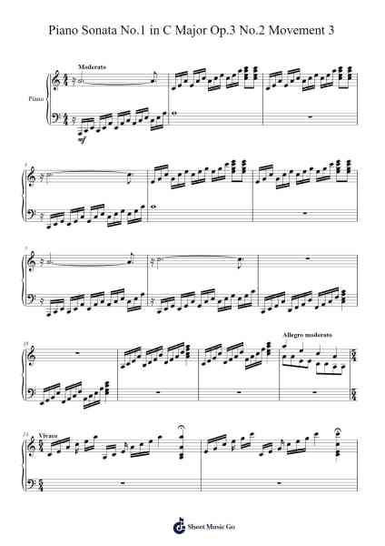 Piano Sonata No.1 in C Major Op.3 No.2 Movement 3 Sheet Music by Harris Endean-Arr.Leifres