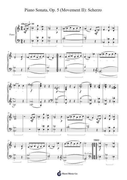 Piano Sonata, Op. 5: II. Scherzo Sheet Music by Sunwoo Lim-Arr.Hewdys