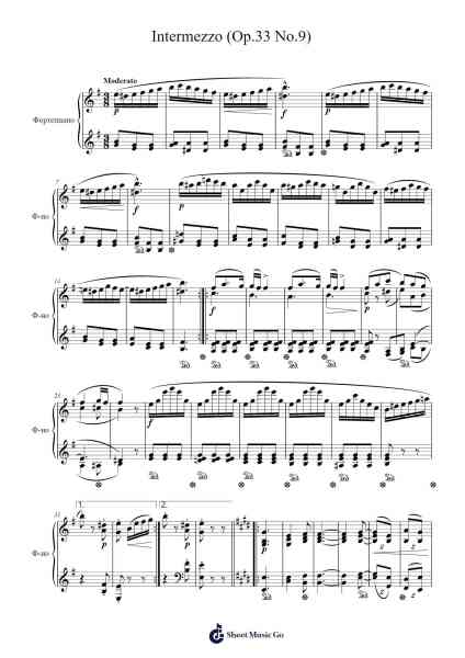 Intermezzo Op. 33 No. 9 Sheet Music by Adolf Jensen-Arr.Bophen