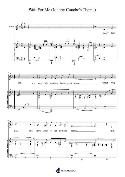 Wait For Me (Johnny Concho's Theme) Sheet Music by Frank Sinatra-Arr.Malke Wordby