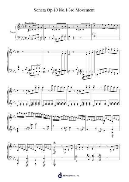 Sonata Op. 10 No. 1 in C Minor: III. Finale. Prestissimo Sheet Music by Ludwig van Beethoven-Arr.Deanlay Dulsnow