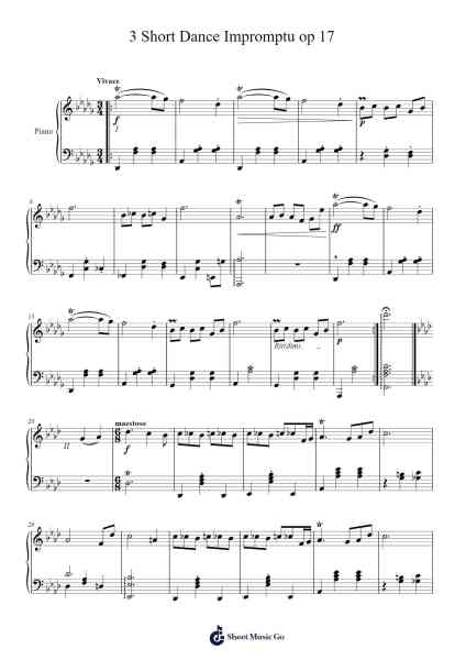 3 Short Dance Impromptu op 17 Sheet Music by Tteera Thee-Arr.Francesyves
