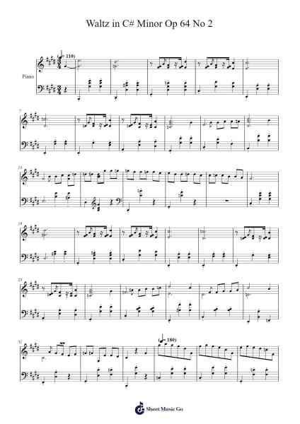 Waltz in C-Sharp Minor, Op. 64, No. 2 Sheet Music by Frédéric Chopin-Arr.Elroylitt Graycia