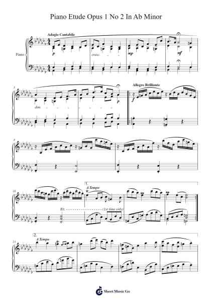 Piano Etude Opus 1 No 2 In Ab Minor Sheet Music by Deirthew-Arr.Juliet