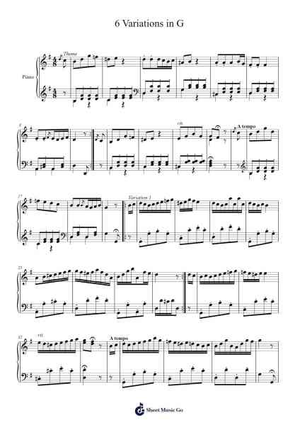 6 Variations in G Sheet Music by Owen Liu-Arr.Maglius