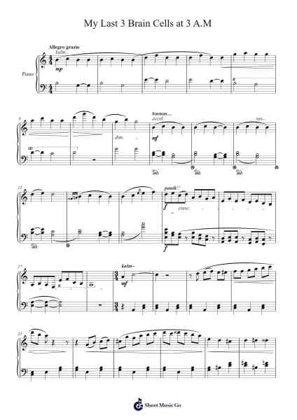 my last 3 brain cells at 3 A.M Sheet Music by blackhoven-Arr.Brongus Chadkiel