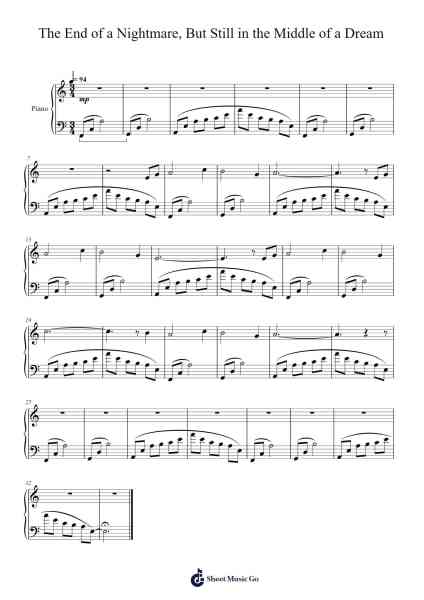 The End of a Nightmare, But Still in the Middle of a Dream Sheet Music by Kazuhiro Nakamura-Arr.Holmesmax