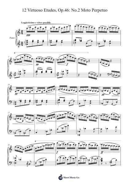 12 Virtuoso Etudes, Op.46: No.2 "Moto Perpetuo" Sheet Music by Edward MacDowell-Arr.Beardfaithe Kirkbia
