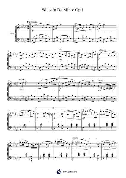 Waltz in D-Sharp Minor, Op. 1 Sheet Music by K. Schwendig-Arr.Thomgreg Woolfgou