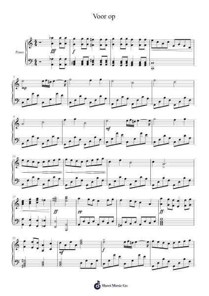 Voor op Sheet Music by Joshua Meijer-Arr.Nellvi