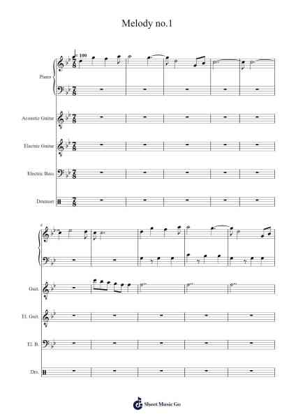 Melody no.1 Sheet Music by Jacob Kneeland-Arr.Hawhe