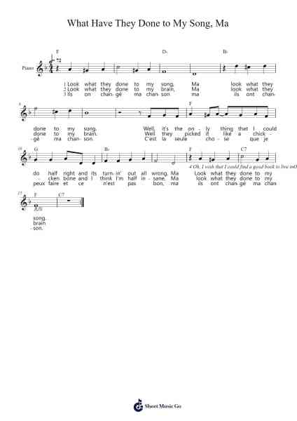 What Have They Done to My Song, Ma Sheet Music by Melanie Safka-Arr.Chachill