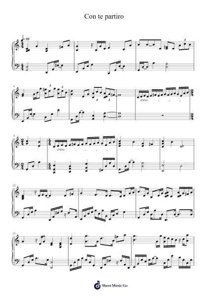 Con te partiro Sheet Music by Andrea Bocelli-Arr.Beerthune