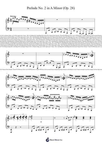 Prelude No. 2 in A Minor, Op. 28 Sheet Music by Frédéric Chopin-Arr.Crotiane Shawshop