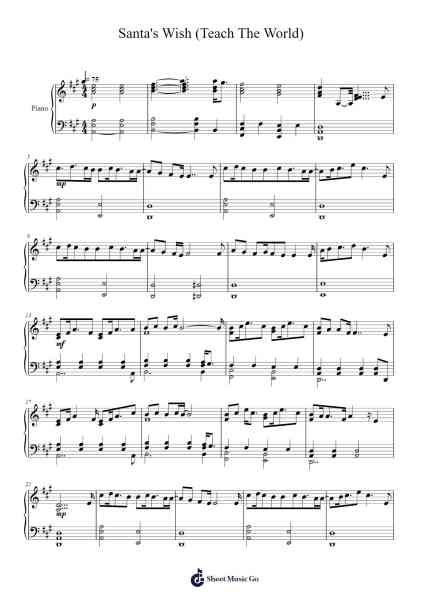 Santa's Wish (Teach The World) Sheet Music by The Tenors (The Canadian Tenors)-Arr.Turdrea