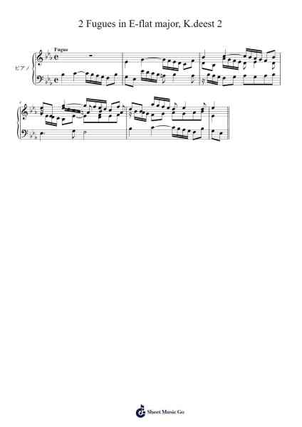 2 Fugues in E-flat major, K.deest 2 Sheet Music by Wolfgang Amadeus Mozart-Arr.Gwenter Stedi
