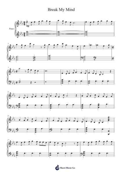 Break My Mind Sheet Music by DAGames-Arr.Regwill Nalome