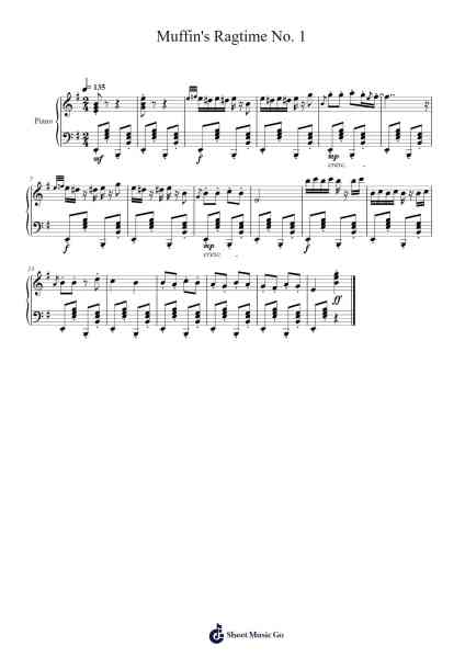 Muffin's Ragtime No. 1 Sheet Music by Hulrl-Arr.Bamia