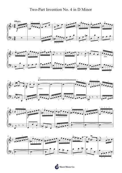 Two-Part Invention No. 4 in D Minor, BWV 775 Sheet Music by J.S. Bach-Arr.Stator