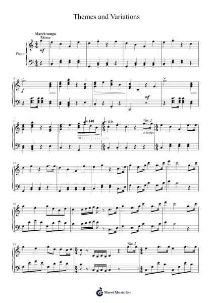 Themes and Variations Sheet Music by Jonathan Parrish-Arr.Reywood
