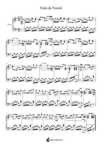 Fado da Nazaré Sheet Music by João Rodrigues Cordeiro-Arr.Vabuck Clevevien