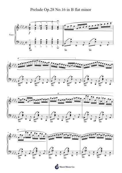 Prelude Op.28 No.16 in B flat minor Sheet Music by Frédéric Chopin-Arr.Francesyves