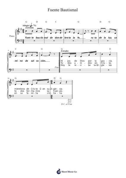 Fuente Bautismal Sheet Music by Carmelo Erdozáin-Arr.Byjob Hardrey