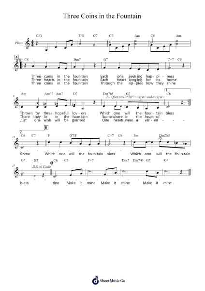 Three Coins in the Fountain Sheet Music by Frank Sinatra-Arr.Fordtodd