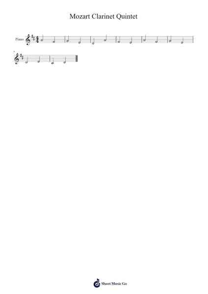 Mozart Clarinet Quintet Sheet Music by -Arr.Oisenwoolf