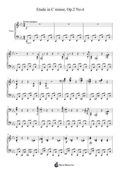 Etude in C Minor, Op. 2 No. 4 Sheet Music by Sergei Prokofiev-Arr.Stilling
