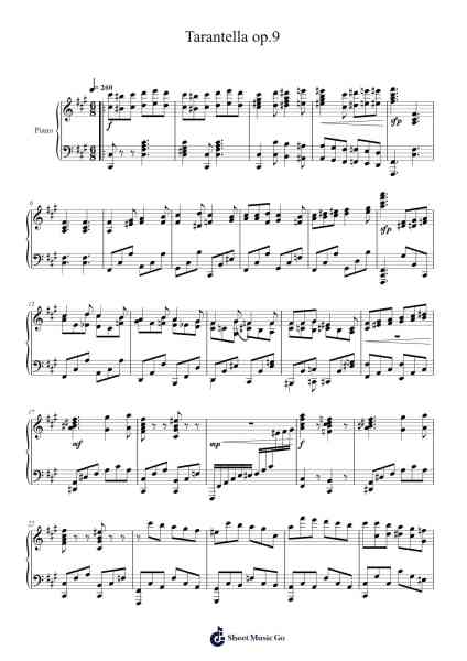 Tarantella op.9 Sheet Music by Davide Battarino-Arr.Himorse