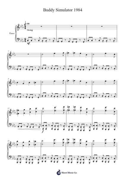 Buddy Simulator 1984 Sheet Music by Brandon Hesslau-Arr.Dempdawn Ftance
