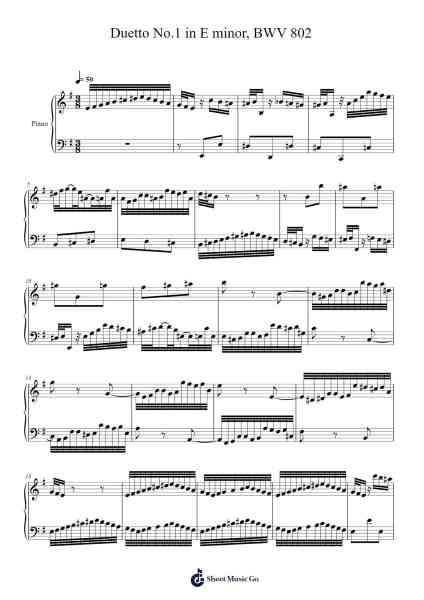 Duetto No. 1 in E Minor, BWV 802 Sheet Music by Johann Sebastian Bach-Arr.Virgreg