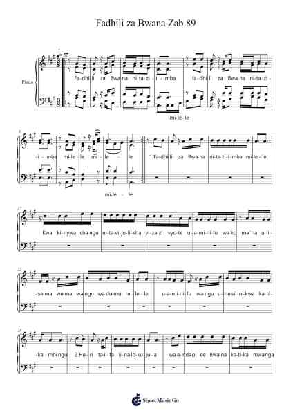 Fadhili za Bwana Zab 89 Sheet Music by Lenze Raeboyle-Arr.Calthel Chafra