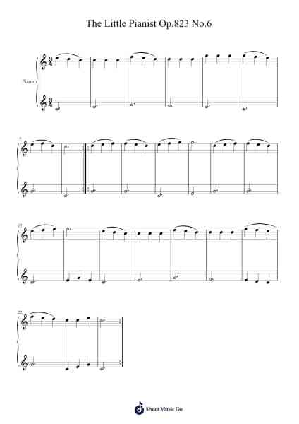 The Little Pianist, Op. 823, No. 6 Sheet Music by Carl Czerny-Arr.Dekes