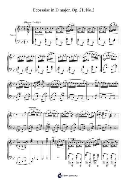 Ecossaise in D Major, Op. 21, No. 2 Sheet Music by Wildeking Pohead-Arr.Tifstal Noelvogt