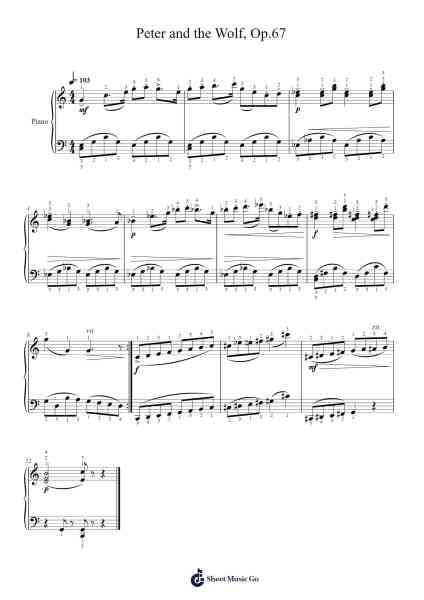 Peter and the Wolf, Op. 67 Sheet Music by Sergei Prokofiev-Arr.Walmeo