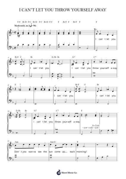 I Can't Let You Throw Yourself Away Sheet Music by Randy Newman-Arr.Fesey Elroyrian