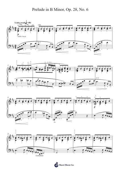 Prelude in B Minor, Op. 28, No. 6 Sheet Music by Frédéric Chopin-Arr.Blanes Poyale