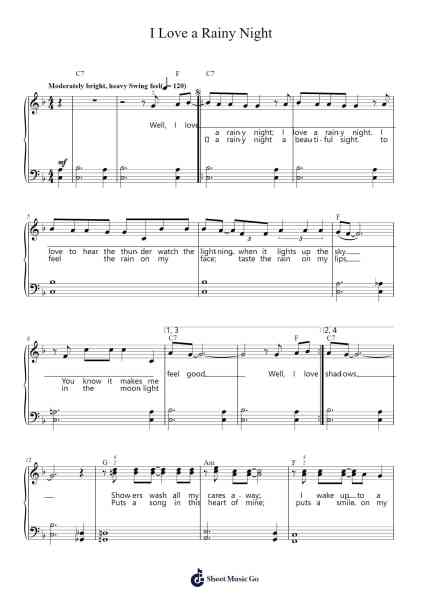 I Love a Rainy Night Sheet Music by Eddie Rabbitt-Arr.Fredcamp Viomia