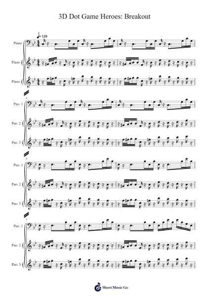 3D Dot Game Heroes: Breakout Sheet Music by 3D Dot Game Heroes-Arr.Debhum Browntor