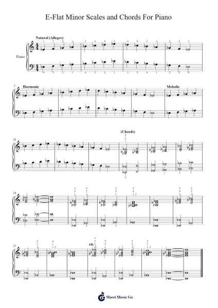 E-Flat Minor Scales and Chords For Piano Sheet Music by Marcus Daitch-Arr.Montor