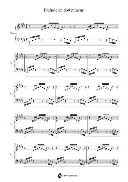 Prelude en do# mineur Sheet Music by Eihue-Arr.Thomgreg
