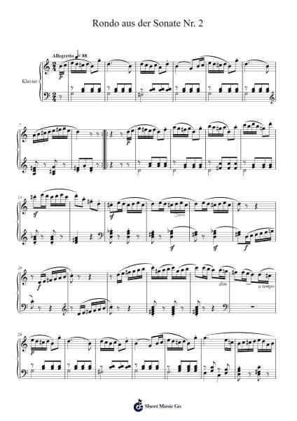Rondo aus der Sonate Nr. 2 Sheet Music by Anton Diabelli-Arr.Taysnow Churniel